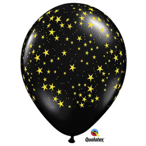 Latex Balloons-Gold Stars on Black